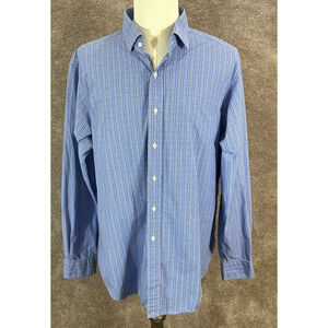 Vintage‎ Polo Ralph Lauren Shirt Mens 18 XXL Blue Plaid Regent Classic Fit